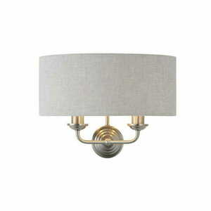 Endon Highclere 2 Light Beige Fabric Wall Light 94403 small 0
