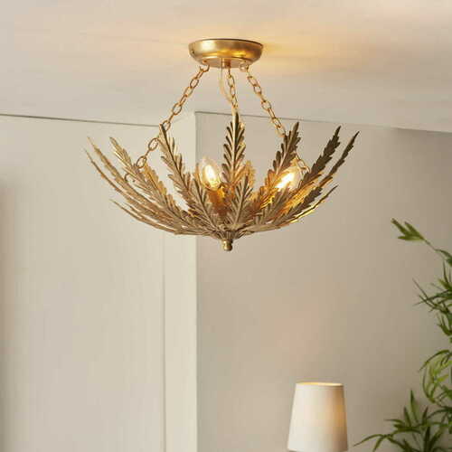 Check Endon Delphine 95039 Gold 3xE14 Semi-Flush Ceiling Light 46.5 cm
