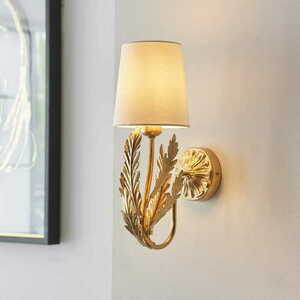 Endon Delphine 95040 Gold Wall Light with Ivory Cotton Shade E14 small 1