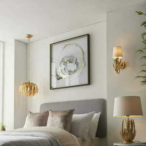 Endon Delphine 95040 Gold Wall Light with Ivory Cotton Shade E14 small 2