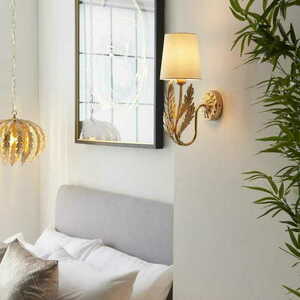 Endon Delphine 95040 Gold Wall Light with Ivory Cotton Shade E14 small 3