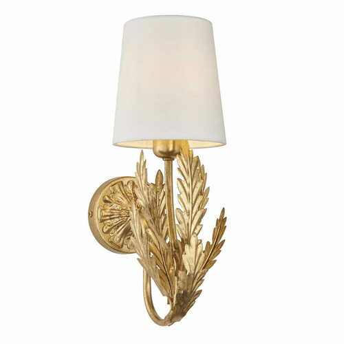 Check Endon Delphine Beige Ivory White Fabric Wall Light 95040