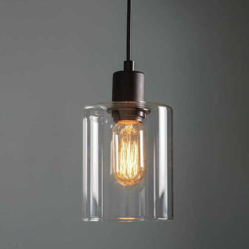 Check Endon Toledo Black Transparent Glass Pendant Light 15cm E27 95472