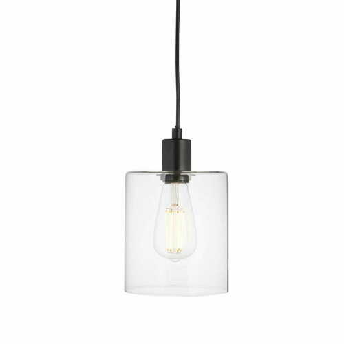 Check Endon Toledo Black Transparent Glass Pendant Light 15cm E27 95472