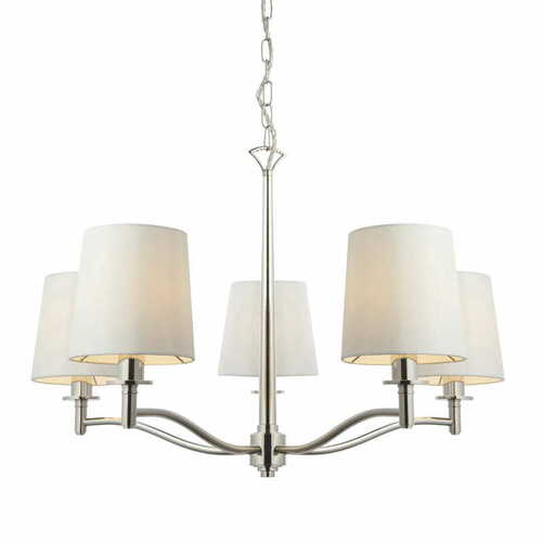 Check Endon Ortona 5 Light Nickel White Pendant Light 95826