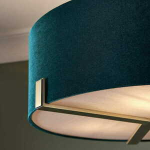 Hayfield 3-Light Brass Green Fabric Pendant Light Endon 95839 small 4