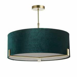 Hayfield 3-Light Brass Green Fabric Pendant Light Endon 95839 small 7