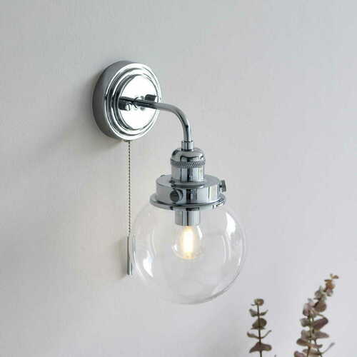 Check Endon Cheswick Chrome Glass Wall Light IP44 E14 96129