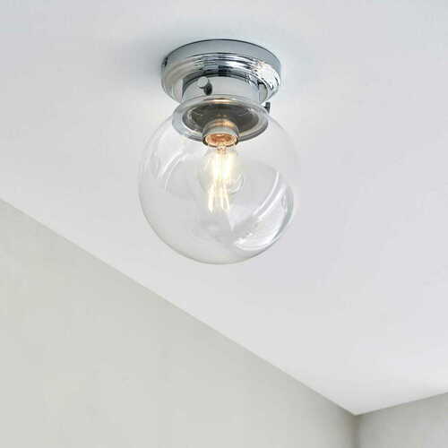 Check Endon Cheswick Chrome Glass IP44 Ceiling Light 20cm 96138