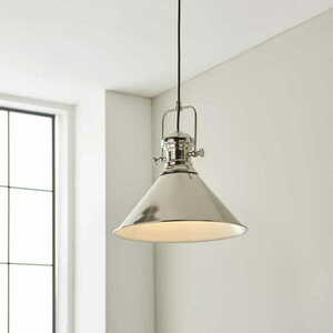 Endon Brampton Nickel Steel E27 Dimmable Pendant Light 96178 small 1