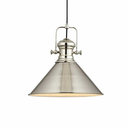 Check Endon Brampton Nickel Steel E27 Dimmable Pendant Light 96178