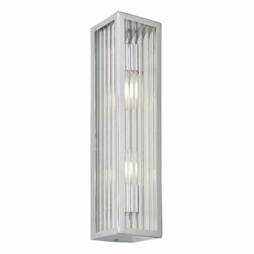 Check Endon Newham Chrome Glass IP44 2-Light Wall Lamp 96220