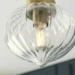 Endon Addington 97684 semi-flush ceiling light, antique brass, clear ribbed glass, E27, Ø20 cm small 5