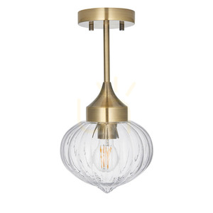 Endon Addington 97684 semi-flush ceiling light, antique brass, clear ribbed glass, E27, Ø20 cm small 7