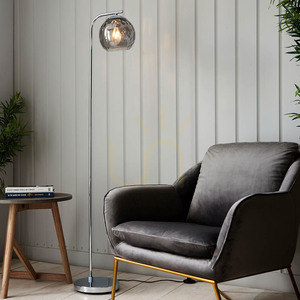 Endon Dimple 97978 Floor Lamp, Chrome and Smoked Glass, 150 cm, E27 small 1