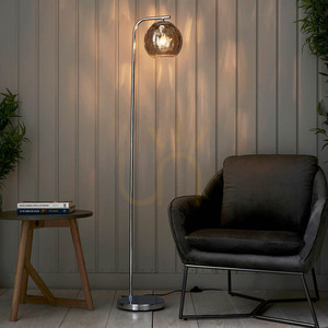 Endon Dimple 97978 Floor Lamp, Chrome and Smoked Glass, 150 cm, E27 small 2