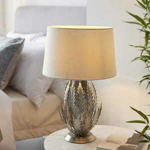Endon Delphine Table Lamp Silver Leaf, Ivory Shade 55 cm E27 98046 small 1