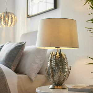 Endon Delphine Table Lamp Silver Leaf, Ivory Shade 55 cm E27 98046 small 5