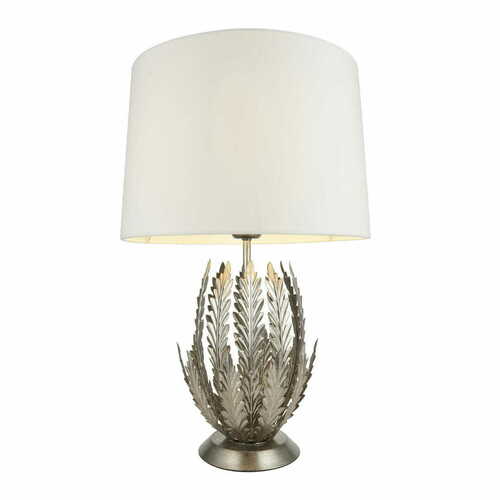 Check Endon Delphine Silver White Fabric Standing Lamp 98046