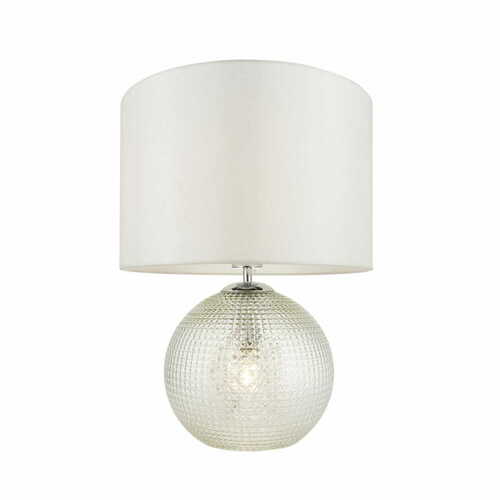 Check Endon Knighton White Glass Fabric Standing Lamp 98085
