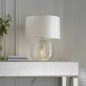 Endon Westcombe Standing Lamp 98086 White Glass Fabric E27 44.5cm small 1