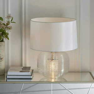 Endon Westcombe Standing Lamp 98086 White Glass Fabric E27 44.5cm small 3