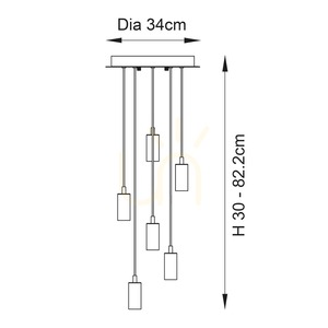 Studio Pendant Light Endon 98136 Gold Steel 6-Light E27 Adjustable small 5