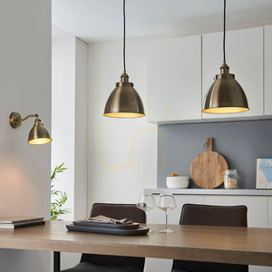 Endon Franklin 98745 Pendant Light, Dome Shade Ø 23.5 cm, Antique Brass, E27 max 10 W, Dimmable small 2