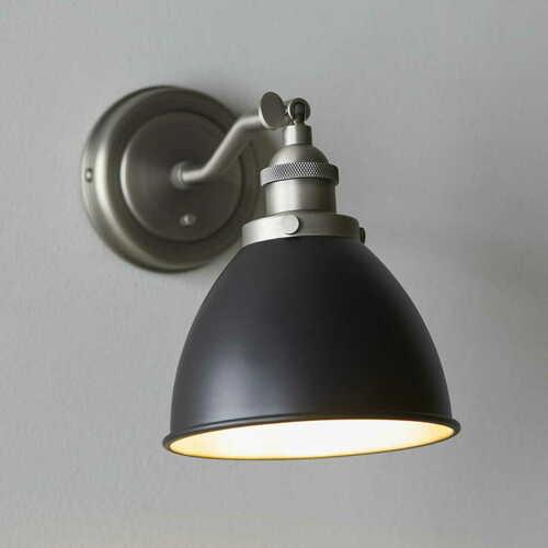 Check Endon Franklin Black Silver Steel Wall Light 98751