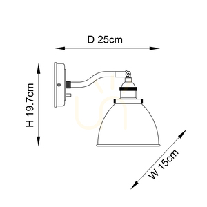 Endon Franklin 98751 adjustable E14 wall light, matt black and aged pewter finish small 9