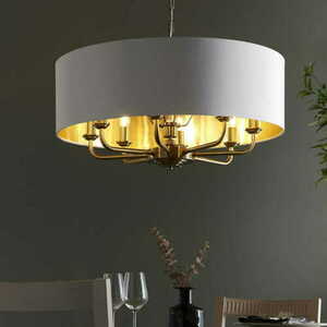 Endon Highclere 98938 Antique Brass Vintage White 8-Light Pendant 70 cm small 1