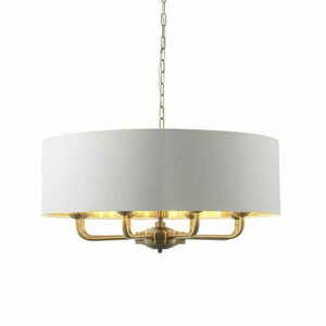 Endon Highclere 98938 Antique Brass Vintage White 8-Light Pendant 70 cm small 0