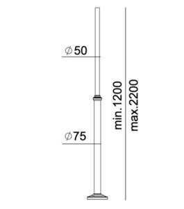 Pole for lantern 3011B Black 120-220Cm small 1