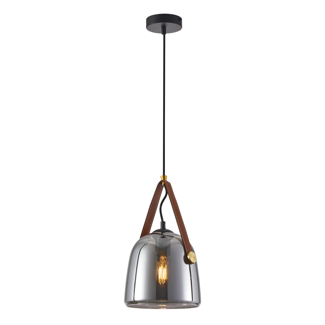 Italux Black Smoky Glass Pendant Light E27 20 cm PND-24342-1-BK-SG