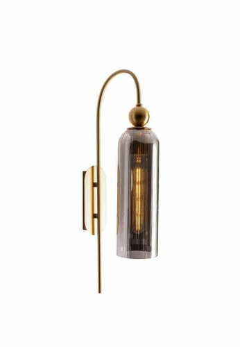 Check Wall Light Max Light Campanila W0333 Brass Smoked Glass E27