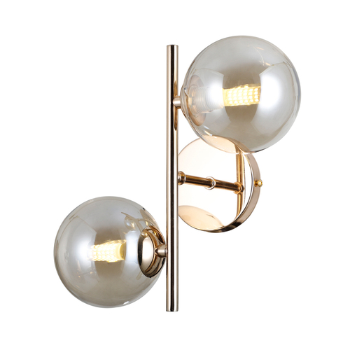 Check Italux Gold Amber Glass G9 Wall Sconce WL-2244-2-GD