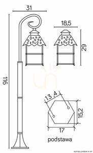 Outdoor Standing Garden Lamp SU-MA Cadiz K 5002/2/Z Black Patina 116 cm small 5