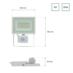 Noctis Lux 3 Floodlight 30 Ww 230 V Ip44 150x190x53mm White Pir Motion Sensor small 6