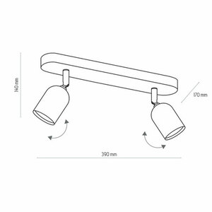 Top Ceiling Lamp 2 Pł Black/Chrome small 2