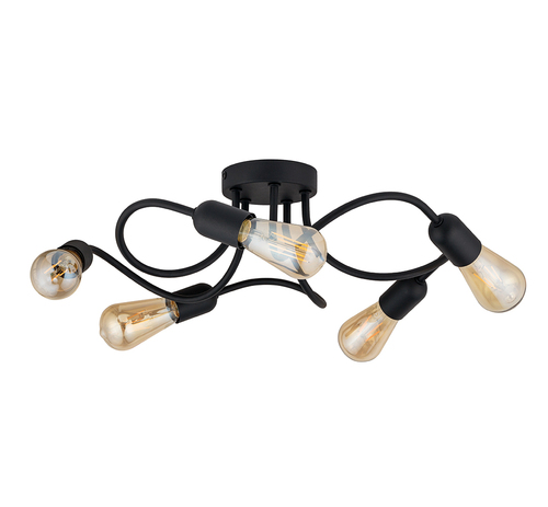 Check Wave Black Ceiling Lamp 5 Pł E27