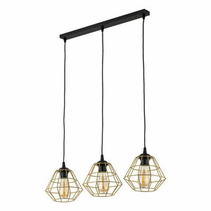 Diamond New Black/Gold Pendant Lamp 3 Pl Strip. small 1