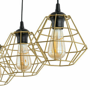 Diamond New Black/Gold Pendant Lamp 3 Pl Strip. small 4