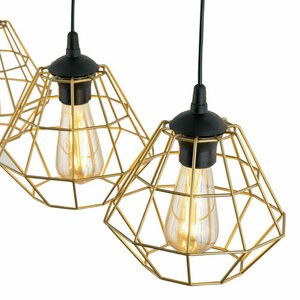 Diamond New Black/Gold Pendant Lamp 3 Pl Strip. small 5