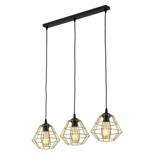 Diamond New Black/Gold Pendant Lamp 3 Pl Strip. small 8