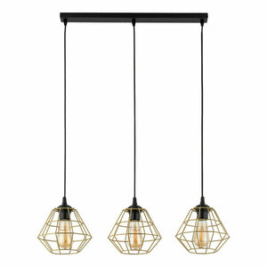 Diamond New Black/Gold Pendant Lamp 3 Pl Strip. small 0