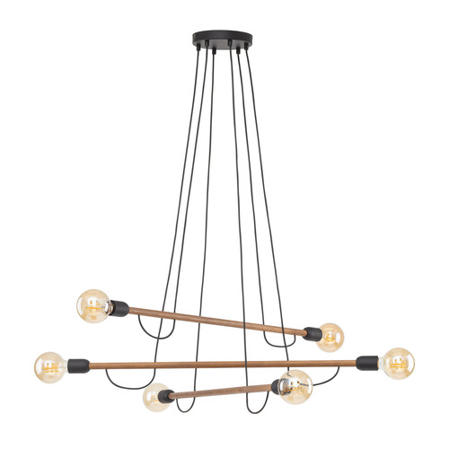 Check Helix Wood Walnut Pendant Lamp 6 Pł