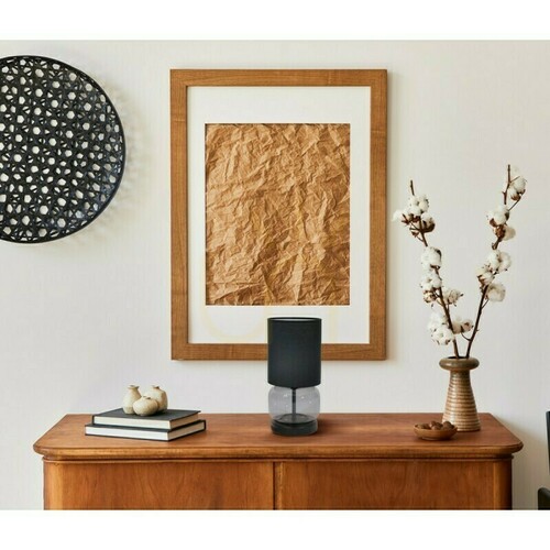 Check Italux Dorme E27 table lamp with graphite glass base and black shade TB-63748-BL-SG