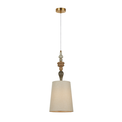 Check Pendant Light Italux Moren Classic Brown Apricot Fabric E27 PND-84678C-AB