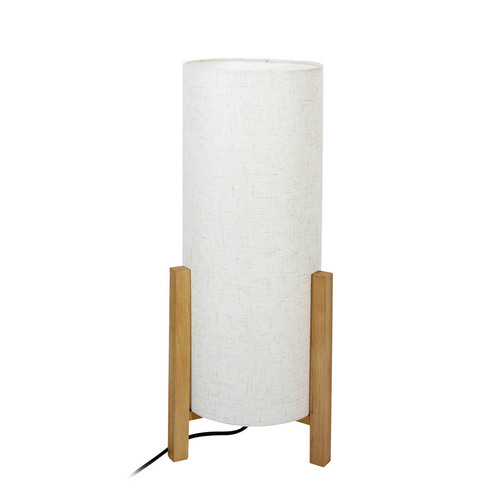Check Italux White Linen Wood Desk Lamp E27 52 cm TB-85930-L-WH-WO