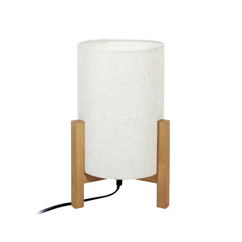 Check Desk Lamp Italux White Linen Wood E27 Dimmable 32 cm TB-85930-M-WH-WO